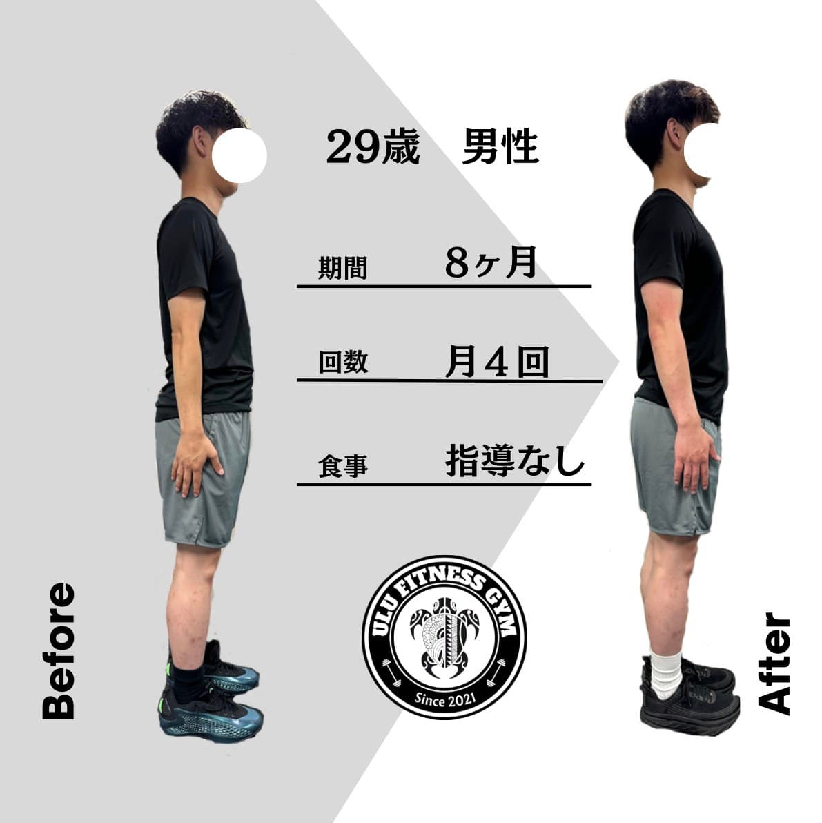 男性 ビフォーアフター(ダイエットから筋力アップ)